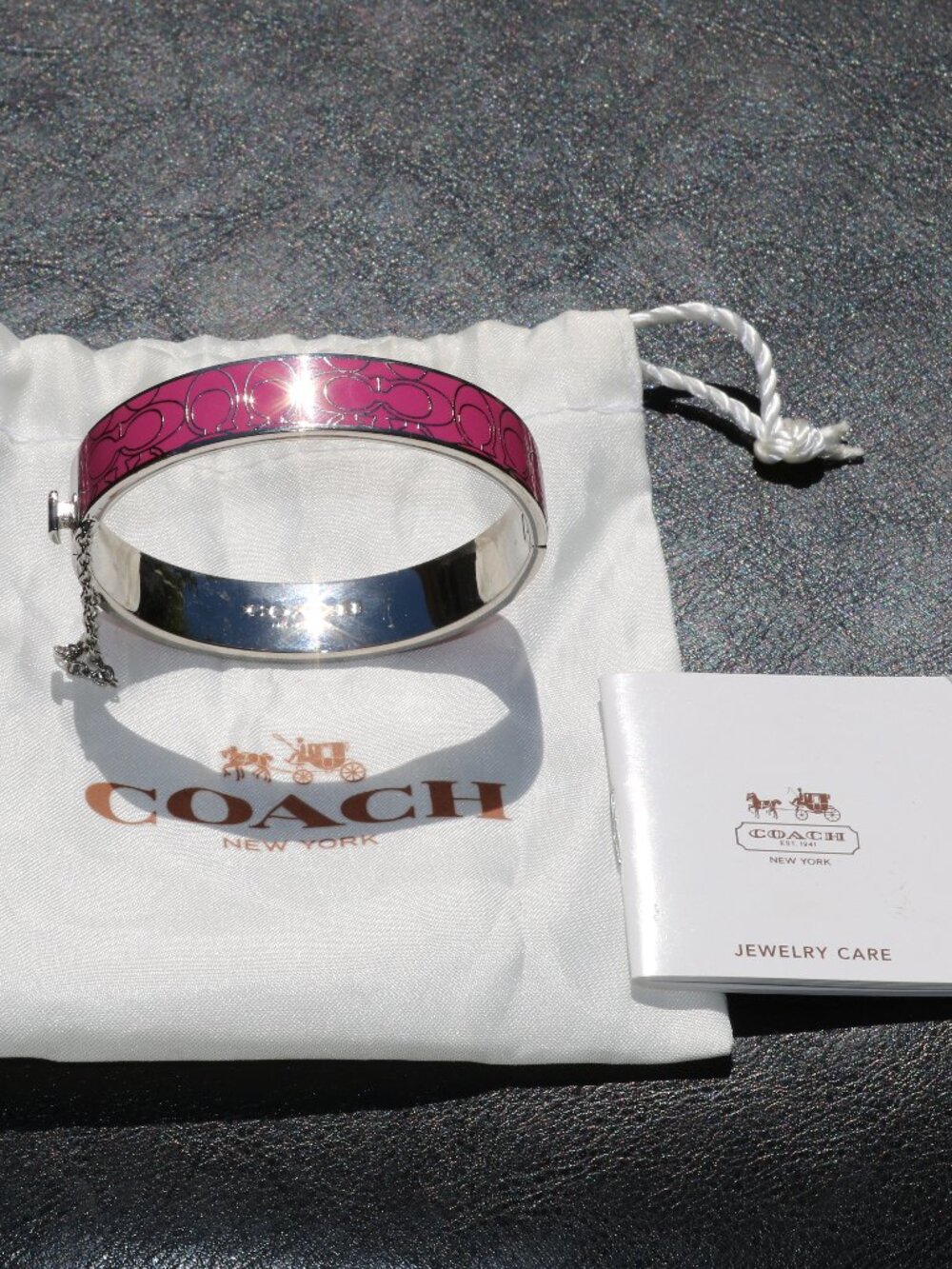COACH FX (FUCHSIA/PINK) HINGED SIGNATURE "C" BANGLE BRACELET